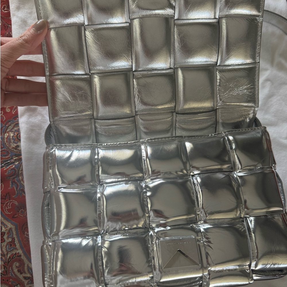 Bottega Veneta Metallic Silver Padded Shoulder Bag - Picture 6 of 6